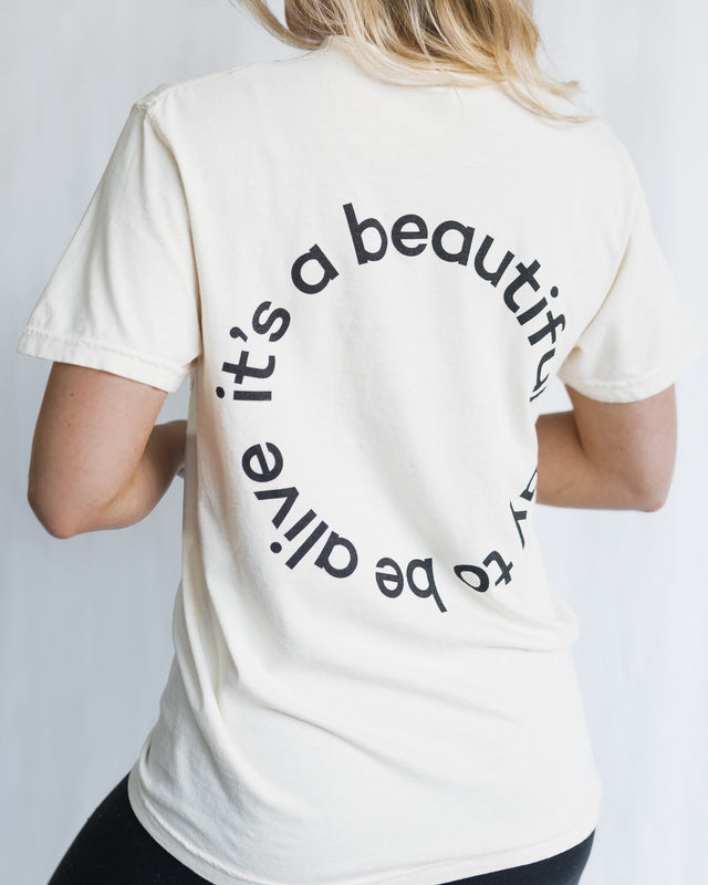 It's A Beautiful Day To Be Alive Ivory Pocket Tee