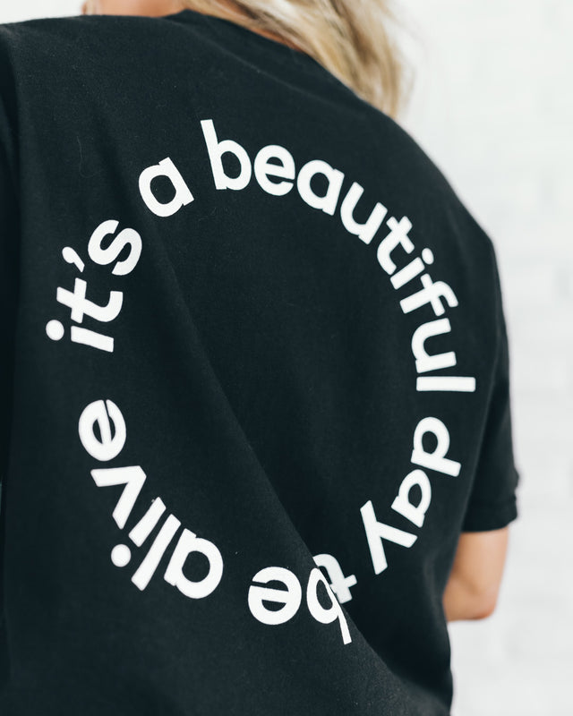 It's A Beautiful Day To Be Alive Black Pocket Tee